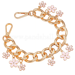 2 stücke legierung emaille rosa blume charme aluminium tasche dekorative ketten&nbsp;HJEW-BBC0001-29