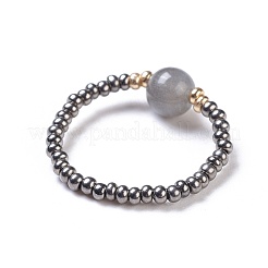 Bagues extensibles en labradorite naturelle&nbsp;RJEW-JR00255-04