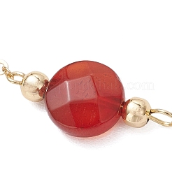 Bracelets à maillons plats et ronds en agate rouge naturelle&nbsp;BJEW-JB12083-01