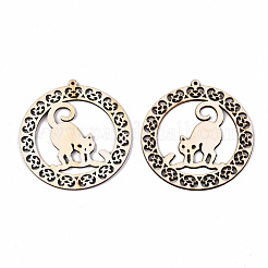 Grands pendentifs en bois creux naturels non teints&nbsp;WOOD-N007-091