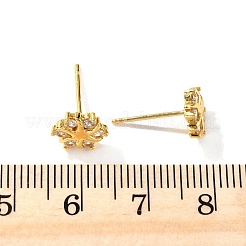 Blumen-Ohrstecker aus Messing mit Mikropflaster und klarem Zirkonia&nbsp;EJEW-D318-10G