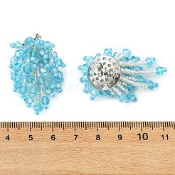 Glassamen-Ohrstecker mit geflochtenen Perlen und Blumen&nbsp;EJEW-MZ00736-01