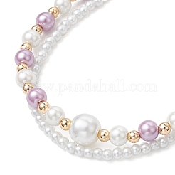 Braccialetti multifilo con perline rotonde di perle di vetro&nbsp;BJEW-JB11918-01