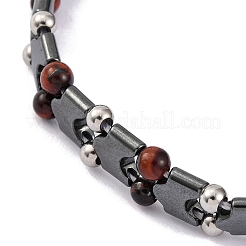 Braccialetti di perline di occhio di tigre rosso naturale tinti e riscaldati&nbsp;BJEW-P339-03P-01