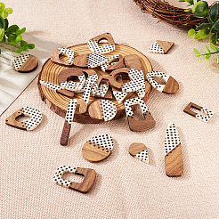 26 pièces 13 styles imprimés pendentifs en résine opaque et bois de noyer&nbsp;RESI-TA0001-89