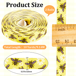 Ripsbänder aus Polyester mit Bienen-Aufdruck&nbsp;LS-SRIB-WH20020-018C