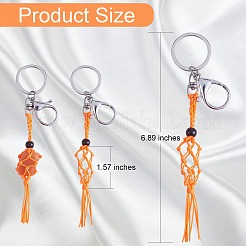 Portachiavi intrecciato con frange macramè 4 pz 4 colori&nbsp;AJEW-SW00014-04