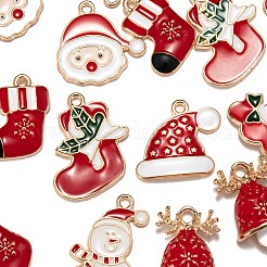 48pcs 8 pendentifs en alliage d'émail de thème de noël de style&nbsp;ENAM-LS0001-47-RS