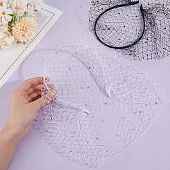 2 pz 2 colori fasce per capelli in tessuto con velo in rete di strass da sposa&nbsp;DIY-GA0007-03