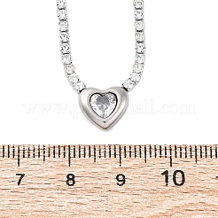 Collar con colgante de corazón de circonita cúbica transparente de acero inoxidable 304 para mujer&nbsp;NJEW-Z044-15P-02