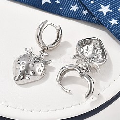 Boucles d'oreilles créoles en laiton sans plomb ni cadmium&nbsp;EJEW-R016-08P-02