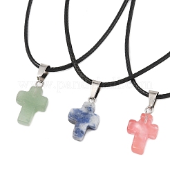 DIY-Sets zum Herstellen von Kreuzanhängern aus natürlichen und synthetischen Edelsteinen und gewachsten Kordelanhängern für Halsketten&nbsp;DIY-FS0008-46