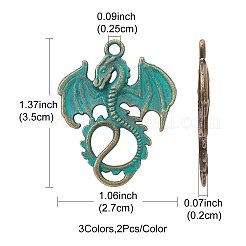 6 Stück 3 Stile Drachenanhänger aus Legierung&nbsp;FIND-FS0001-76