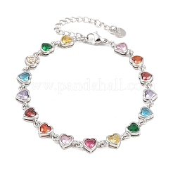 Tennisarmbänder aus Edelstahl 304 mit farbenfrohen Zirkonia-Fassungen für Damen&nbsp;BJEW-T023-02B-P