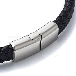 Braccialetti da uomo in cordoncino di cuoio nero intrecciato&nbsp;BJEW-K243-55AS