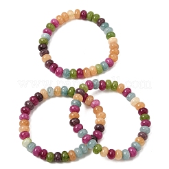 Braccialetti elasticizzati da donna con perline rondelle arcobaleno in giada bianca naturale tinta&nbsp;GG-CBA3F02-04