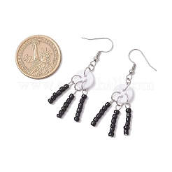 Pendientes colgantes redondos y planos con semillas de vidrio&nbsp;EJEW-JE06435