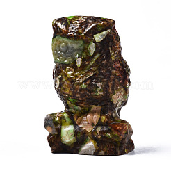 Hibou assemblé en bronzite naturelle et ornement de modèle en jaspe impérial synthétique&nbsp;G-N330-63