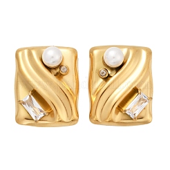 Boucles d'oreilles à tige en acier inoxydable 304 avec zircone cubique&nbsp;EJEW-Z110-03G-02