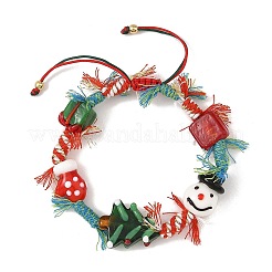 Braccialetti natalizi fatti a mano con perline intrecciate in vetro lavorato a lume.&nbsp;BJEW-TA00765-01