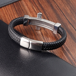Gewebte Armbänder aus Kunstlederschnur&nbsp;PW-WGD5038-01