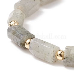 Bracciale elasticizzato con perline a colonna in labradorite naturale&nbsp;BJEW-JB08596-01