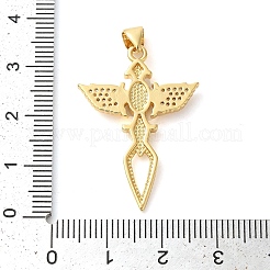 Kreuz mit Flügel Messing Micro Pave klare Zirkonia Anhänger&nbsp;KK-K385-083G