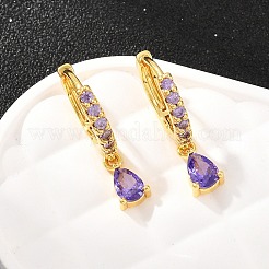 Orecchini pendenti a cerchio in ottone con micro pavé di zirconi cubici&nbsp;KK-Z166-13G-01