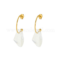 Orecchini pendenti in acciaio inossidabile 304 con zirconi cubici trasparenti irregolari&nbsp;DJ4094-1