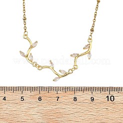 Colliers à maillons en laiton pavé de zirconiums cubiques en forme de branches feuillues&nbsp;NJEW-JN06070-02