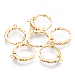 Fornituras de aretes de aro de circonita cúbica de latón&nbsp;X-KK-S340-43G