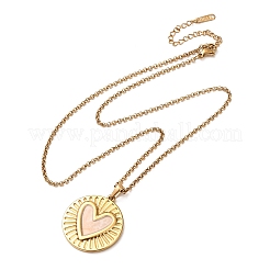 Collane con pendente in acciaio inossidabile 304 smaltato bianco per donna&nbsp;NJEW-F378-02G-02
