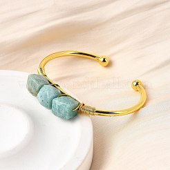 Braccialetti polsini in perline di amazzonite naturale per le donne&nbsp;BJEW-Q035-01G-01