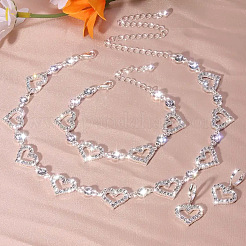 Herz Legierung Kristall Strass Gliederkette Halskette & Creolen & Armbänder Sets&nbsp;FS-WG0CDC6-01-1