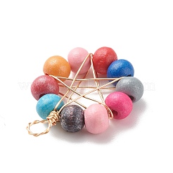 Pendentifs perles rondes en bois naturel&nbsp;PALLOY-JF01763-01