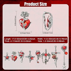 16 pz 8 stili di pendenti in lega e resina con strass&nbsp;FIND-CJ0005-96