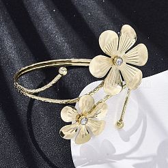 Bracelets manchettes en alliage de fleurs pour filles et femmes&nbsp;LS-AJEW-A063-01A-G