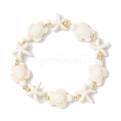 Braccialetti elastici con perline sintetiche turchesi per uomo e donna&nbsp;BJEW-JB11762-01