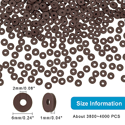 10 brin de perles rondes plates en argile polymère faites à la main&nbsp;CLAY-PH0001-44F