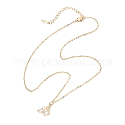 Collar con colgante de circonita cúbica transparente micro pavé de latón&nbsp;NJEW-JN05390-01