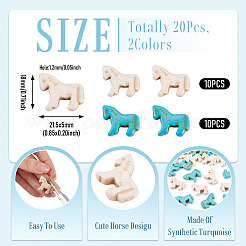 20 pièce de perles de cheval synthétiques teintées en turquoise&nbsp;G-TA0003-18B