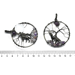 Große Anhänger aus natürlichem Amethyst und weißer Muschel&nbsp;G-K404-01AB