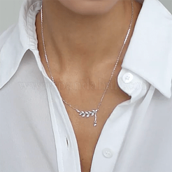 S925 Silber Zirkon Blatt Tropfen Ohrringe Halskette Schmuck-Set für Frauen elegante Mode&nbsp;YN0481-2