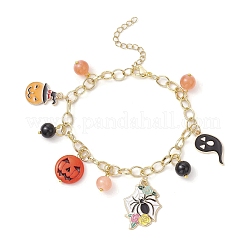 Braccialetti con ciondoli in lega smaltata a tema Halloween per donna&nbsp;BJEW-JB12110-02