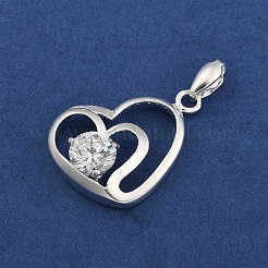 Pendentifs en argent fin pavés de zircones cubiques transparentes&nbsp;STER-P069-03B-S