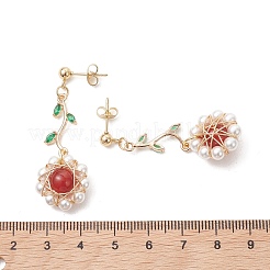 Ohrhänger aus 304er Edelstahl mit Blumenmotiv und Zirkonia&nbsp;EJEW-TA00800-03