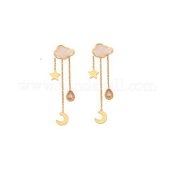 Pendientes colgantes de acero inoxidable 304 con micropavé de circonitas cúbicas transparentes&nbsp;FS-WG87FF9-02