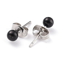 Orecchini a bottone a sfera con imitazione di perle acriliche&nbsp;STAS-Z035-05B-02