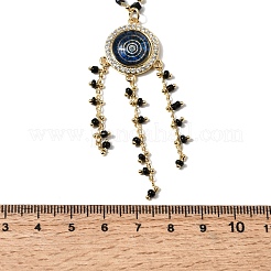 Boho-Halsketten mit mehrlagigen Quasten und Anhänger in Form eines bösen Blicks aus Messing und Harz&nbsp;NJEW-L014-02G