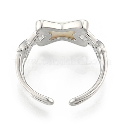 Bague de manchette ouverte lettre x zircone cubique claire&nbsp;RJEW-N039-11P